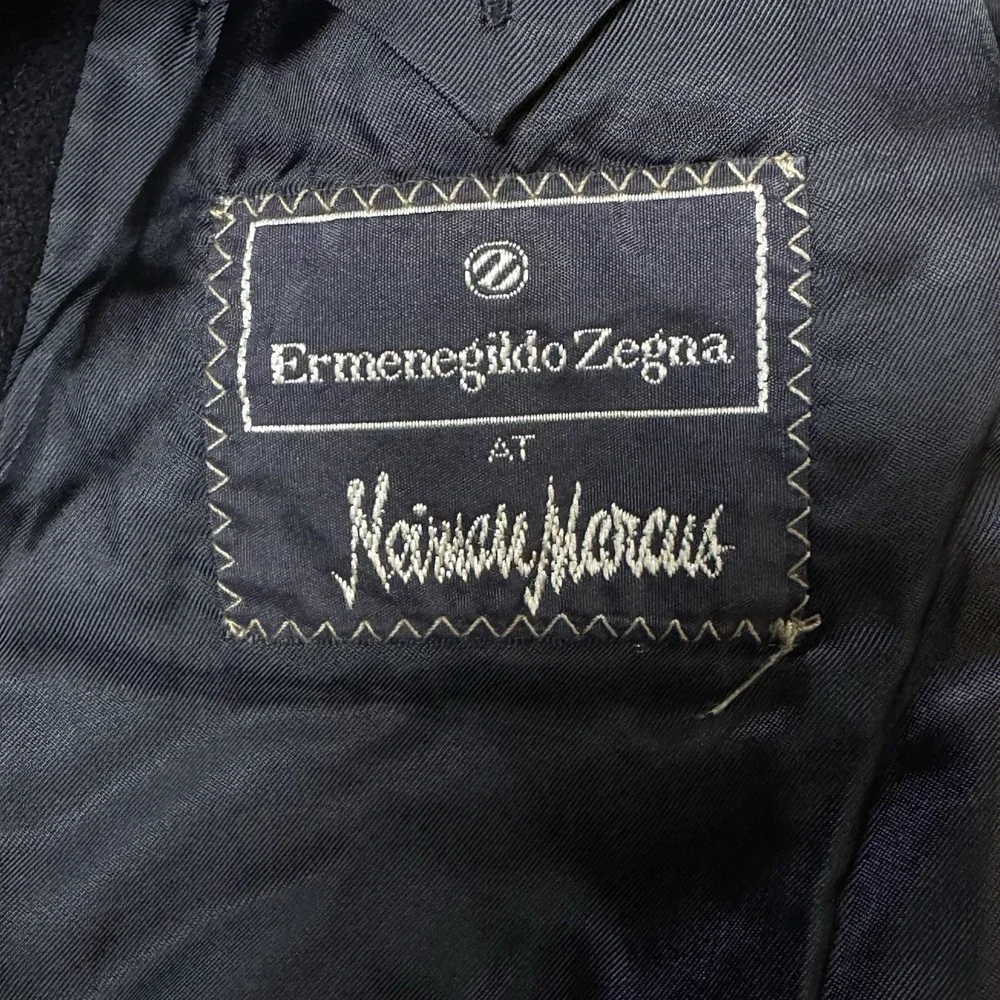 Ermenegildo Zegna Men Pure Cashmere Solid Black Blazer‎ Missing Size Tag Vintage